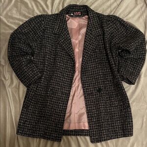 Vintage New York Girl Wool Blend coat w/ pink lining